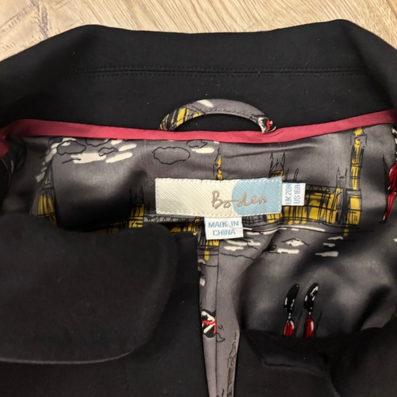 Boden Black Blazer Jacket with Silk London Print Lining - Picture 4 of 8